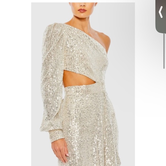 Mac Duggal One Shoulder Silver Sequin Gown 26730 - Picture 3 of 13